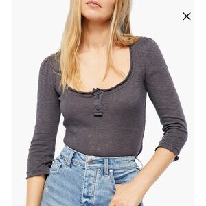 Grey long sleeve free people december sky OB1103281